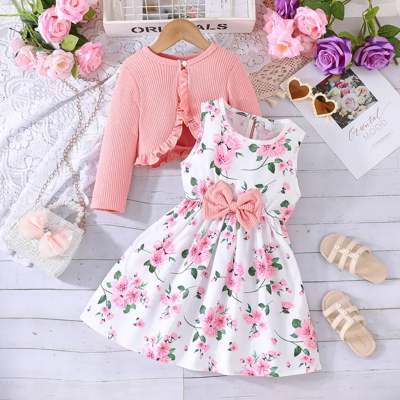Malaysia Fast Delivery] Baju Raya Girls Outfit Set 2-8T Cardigan