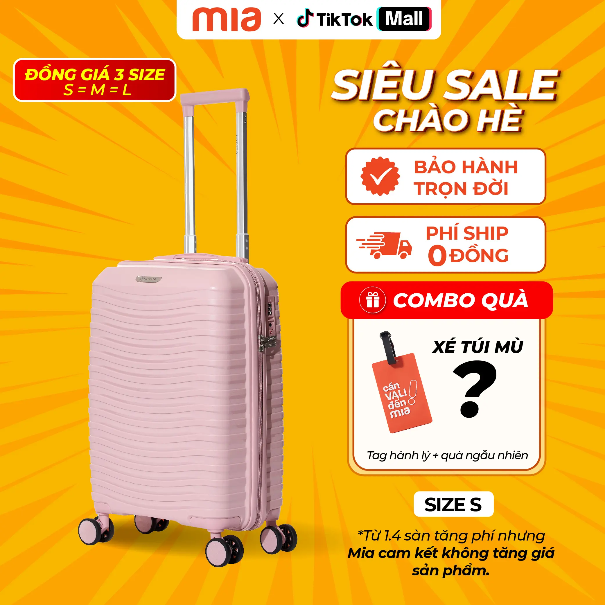 [HÈ SALE HẾT CỠ] Vali du lịch Larita Lusy Size S - Xách tay 7kg - 12kg, Thân nhựa PP hạn chế bể vỡ tốt, bất chấp mọi va đập, khoá số TSA chuẩn quốc tế, BẢO HÀNH MIỄN PHÍ TRỌN ĐỜI