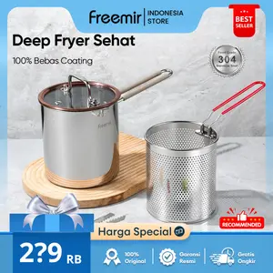 [Hot] freemir Panci Deep Fryer 16 Cm Stainless Steel 304 Panci Penggorengan Kentang Saringan Minyak dan Capitan Makanan Multifungsi Stainless Wadah