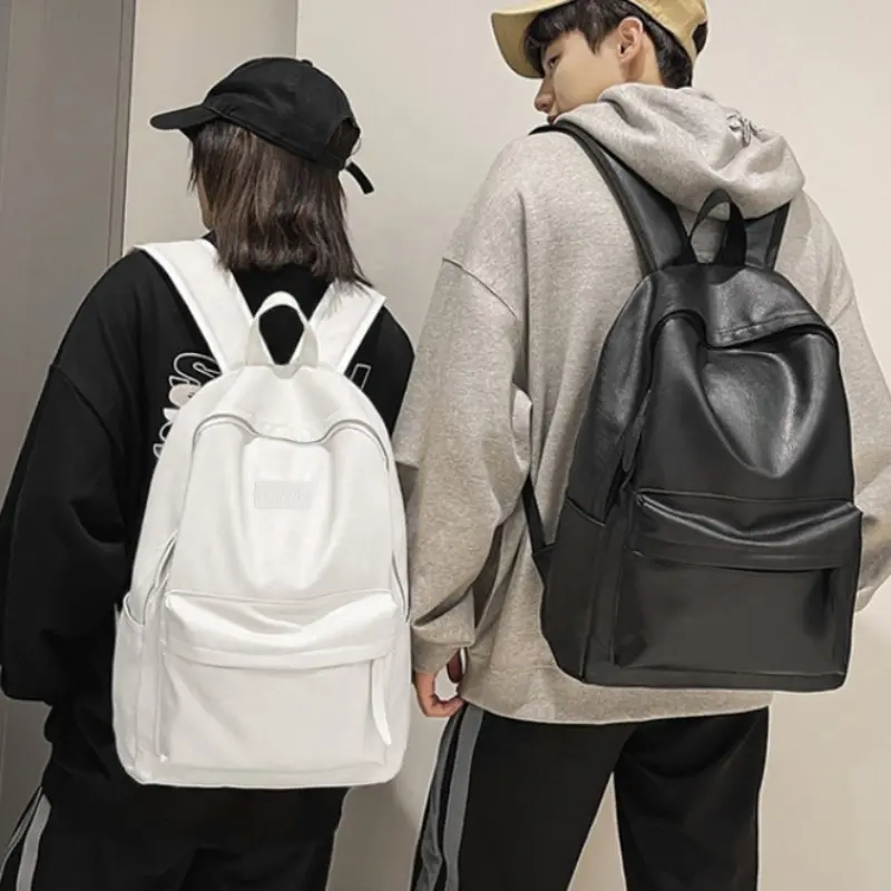 Balo da nam nữ đi học GENBAG balo da pu nam nữ ulzzang chống thấm nước basic trơn đựng laptop 15,6 inch BL23 Backpack Đeo Vai