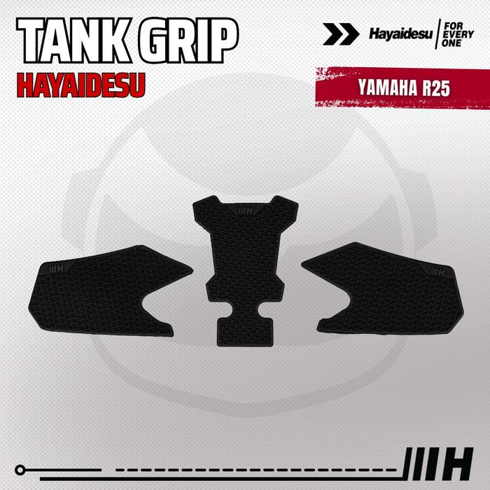 Gambar Hayaidesu Tank Pad & Tank Grip YAMAHA R25 - Piranha Skin Motive - FULL HITAM dari Hayaidesu Indonesia Kab. Tangerang 5 Tokopedia