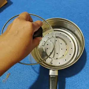 Steamer Panci kukus mini tutup kaca 16cm stainless Kitchenware