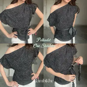 KLAMBIKHU - [NEW LAUNCH] Polkadot One Shoulder Top Adem Tidak Nerawang Nyaman