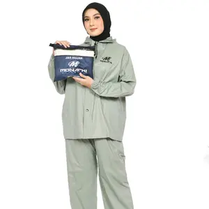 MONARKI Jas Hujan Syari Bahan PVC 0.25 Kuat Elastis Anti Bocor Full Set Jaket & Celana Size M-XXL