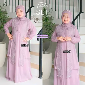 Little Z // Fatiha Set Gamis Anak Perempuan // Umur 5-12 Tahun // Ceruty Babydol Mix Tile