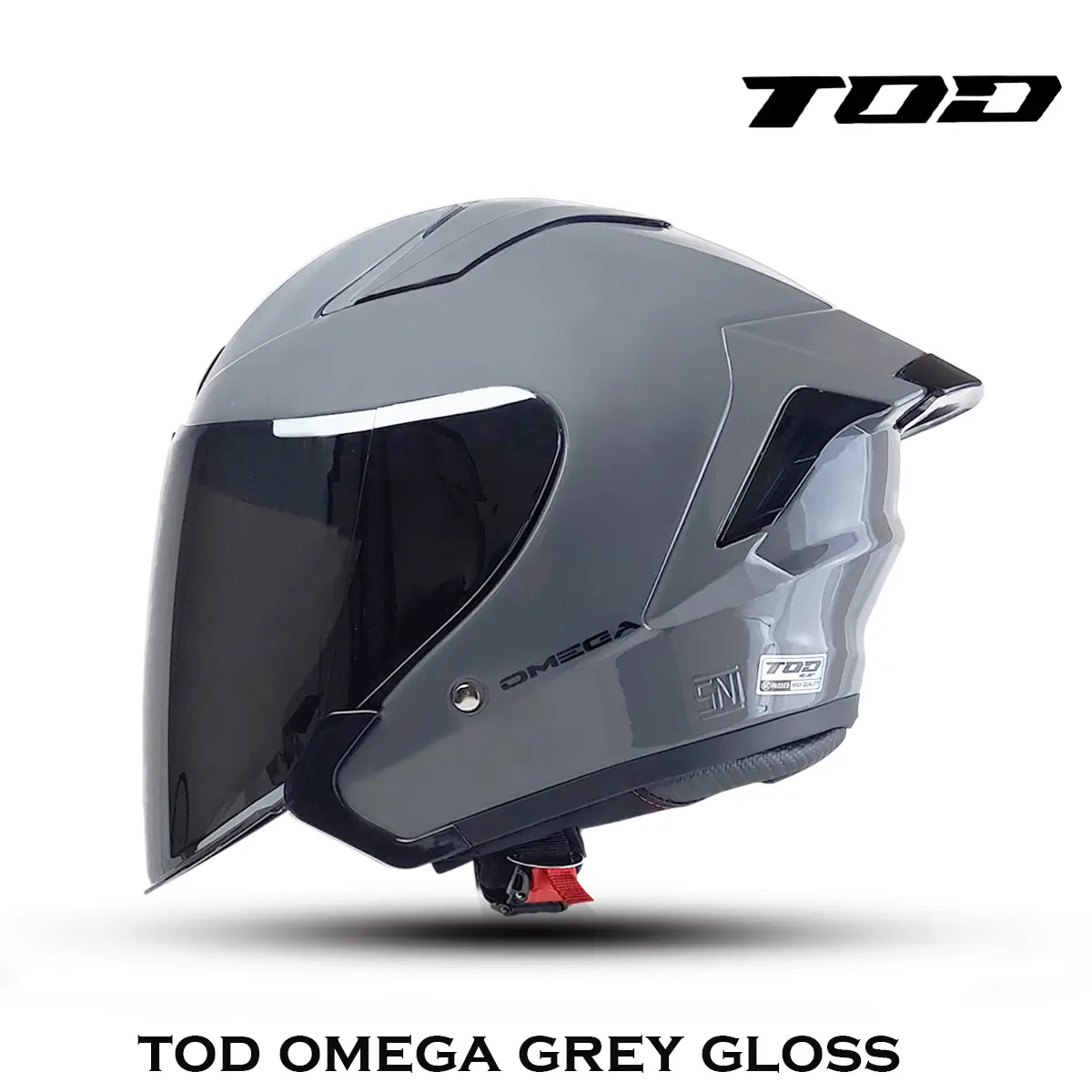 HELM DEWASA HALF FACE TOE OMEGA GREY GLOSS FLAT VISOR SNI Motorcycle