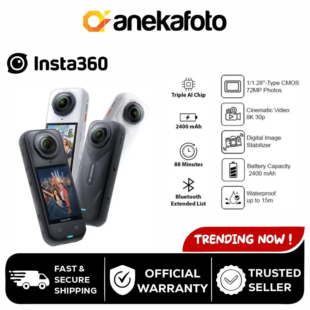 Insta360 X5 360 Action Camera 8K Standard Black White Essential Motorcycle Cycling Bundle Original Garansi Resmi