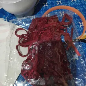 MoodStyle // BT1207 Pakaian Dalam Wanita Tipis Santai Fashion Setelan Gabung Size Kecil Korea Merah CD BH OneSet Malam BodyPress