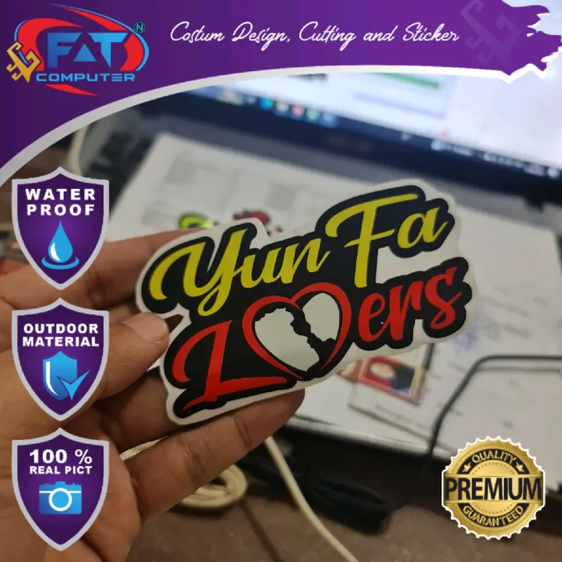 Stiker Cutting Yunfa Lovers Mas Iyun Fauzana Reflektif Menyala Terkena Cahaya 1
