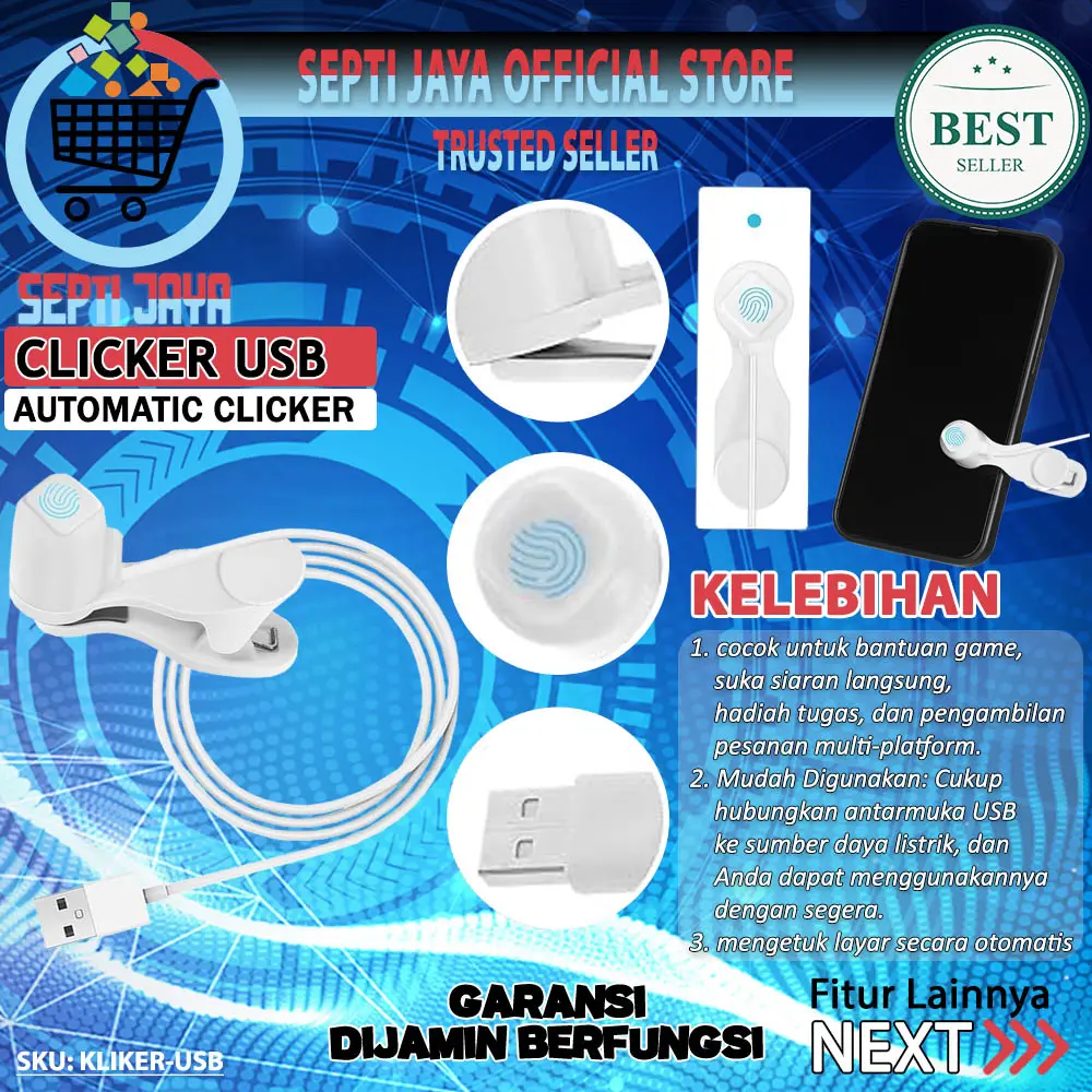 USB Smart Clicker Alat Tap tap Klik Pengklik Screen Layar Smartphone HP Handphone Automatic Clicker Layar Pintar Multifungsi Like Otomatis Untuk Live Streaming Mesin Ponsel