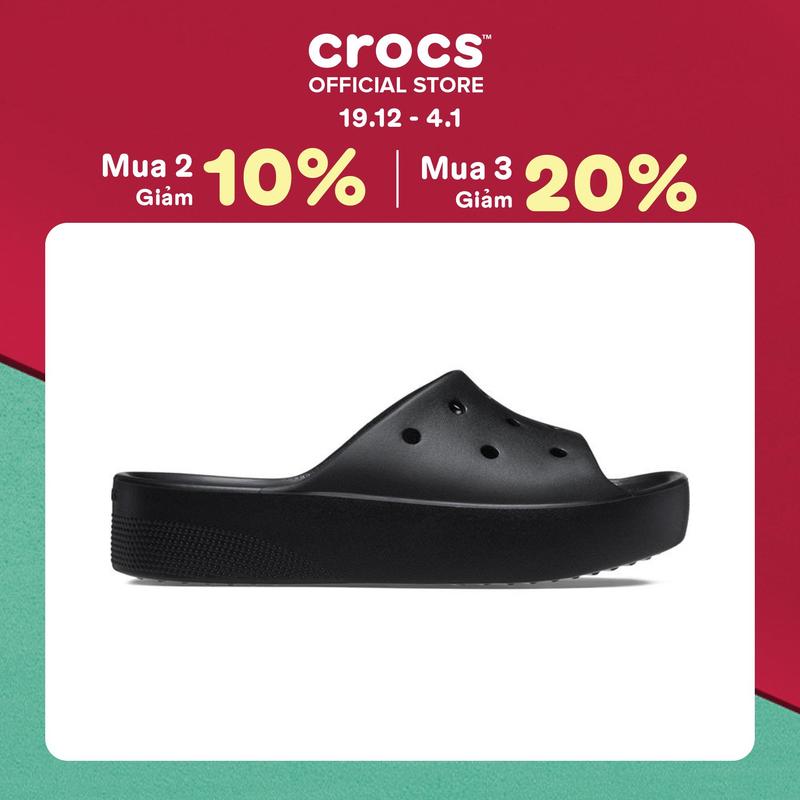  Dép Quai Ngang Nữ Crocs Classic Platform - Black - 208180-001 