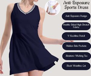 Anti-Exposure Sports Dress – Quick-Dry Tennis, Running & Yoga Skirt with Built-In Shorts[YA64]