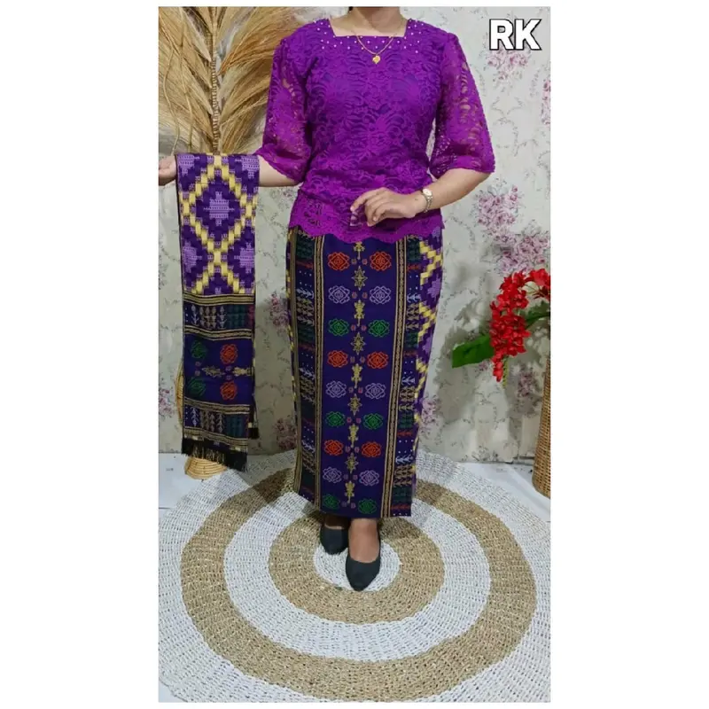 Set Rok Selendang katun&bluss renda 4