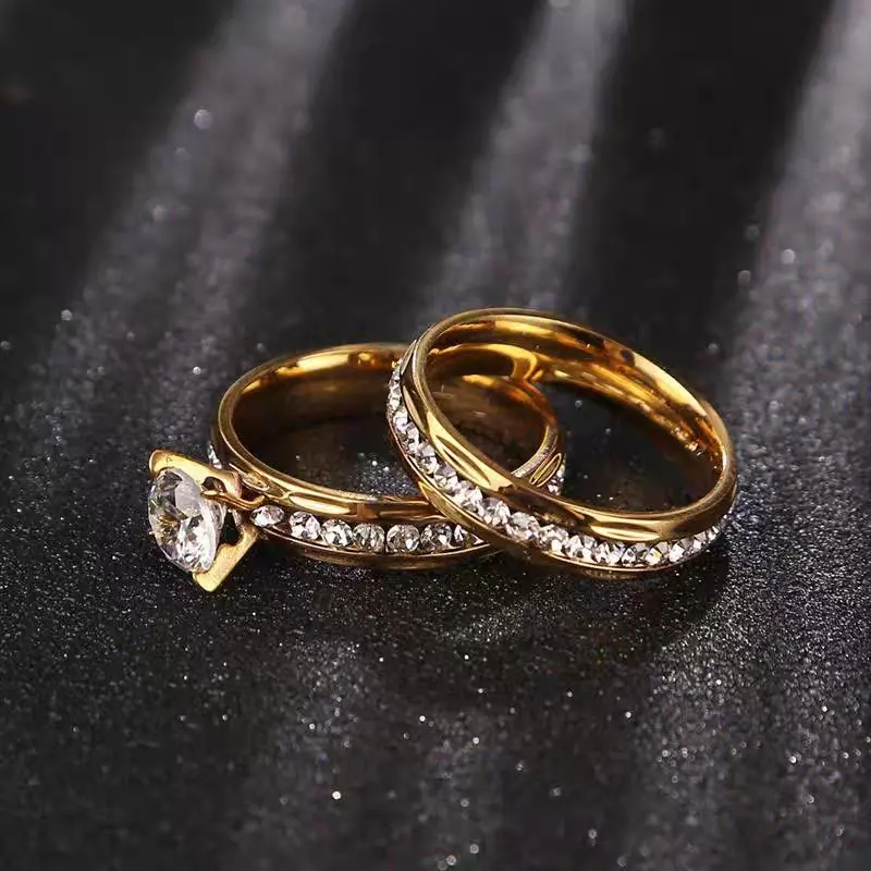Set Cincin Titanium Model Terbaru Pria dan Wanita Aksesoris Fashion Mewah dan Elegan Anti Karat Anti Luntur Dan Tidak Mudah Pudar Hadiah Rings Silver 2