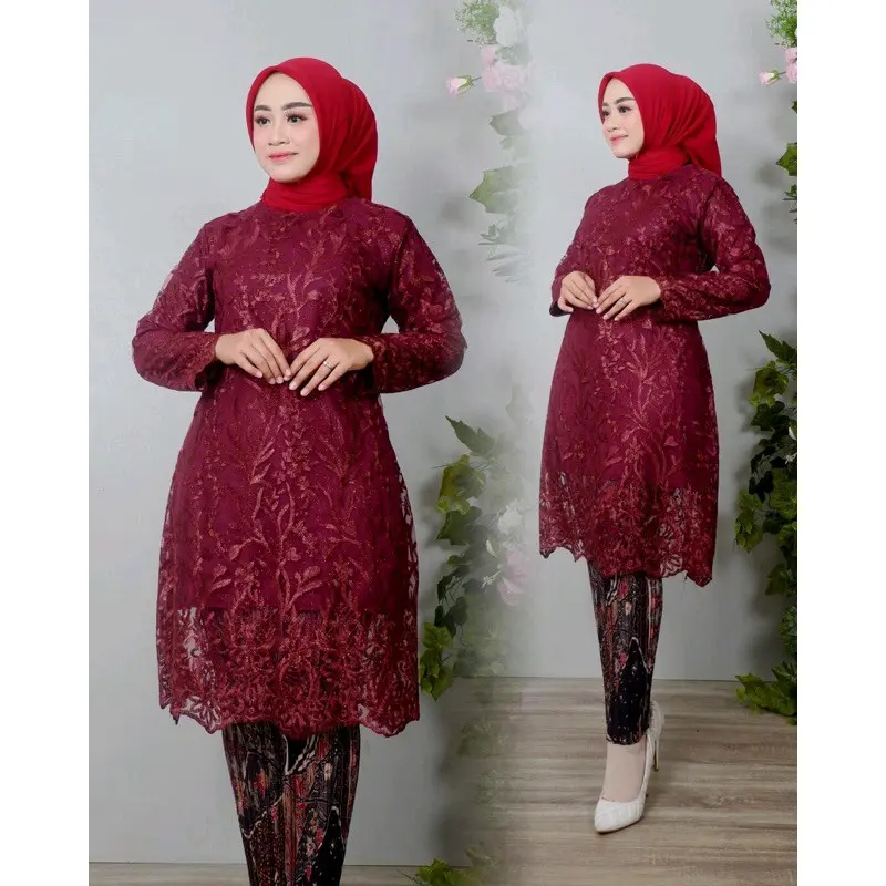 PROMO SETELAN KEBAYA TUNIK TILE, SET TUNIK TILEE KONDANGAN, WISUDA, LAMARAN, BRIDESMAIDS, PESTA, ETALASE INI SUDAH DAPAT TUNIK DAM ROK PLISKET NYA!!!. Motif Wanita 3