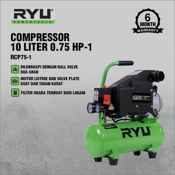 Gambar RYU Mesin Kompresor Listrik 10 Liter 0.75 HP Compressor dari RYU Tools Kab. Serang Tokopedia