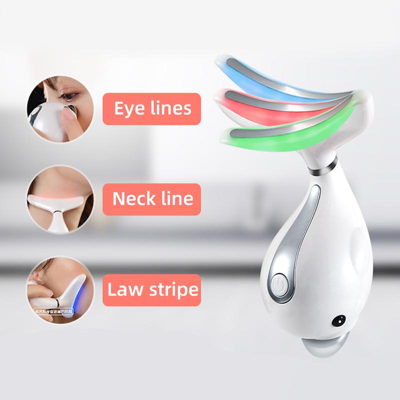 Neck Face Firming Smoothes Wrinkles Tool, Double Chin Reducer Vibration Massager With 3 Color Modes For Wrinkles Appearance And Skin Tightening 6