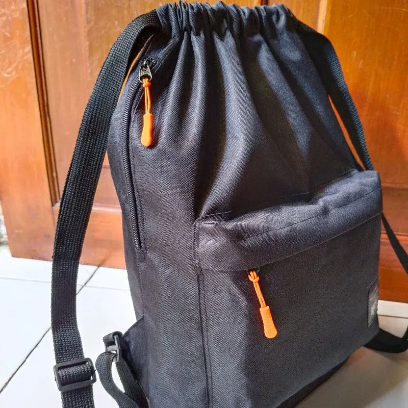 Tas Serut Kanvas Backpack Ransel Futsal Sekolah Wanita Pria 3
