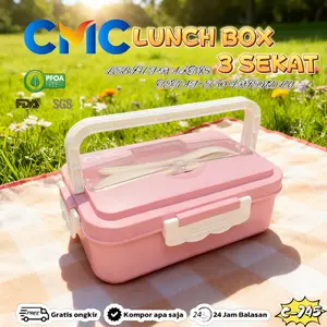 CMC[COD] Lunch Box Wheat Straw/ Lunch Box/ Kotak Makan Siang/ Free Sendok Dan Sumpit/ BPA Free/ Food Grade/C-745
