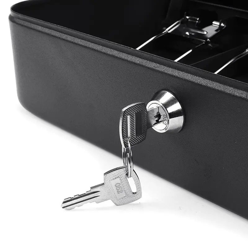 Kotak Uang Portable Cash Box Money Box Safety With Lock Security Compartment/Drawer Secret Metal 4