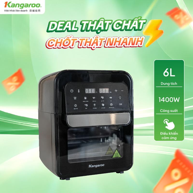 Lò chiên không dầu mini 6L Kangaroo KG6AF2A - Công suất 1400W