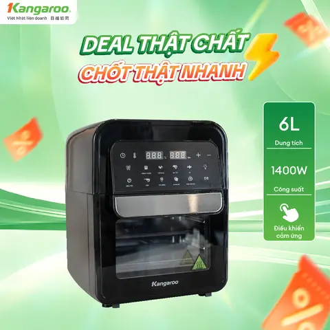 Lò chiên không dầu mini 6L Kangaroo KG6AF2A - Công suất 1400W