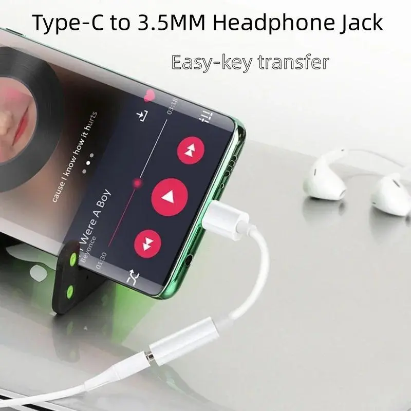 Bộ chuyển đổi giắc cắm tai nghe loại C sang 3,5 mm, chuyển đổi tai nghe điện thoại di động loại C sang 3,5, thích hợp cho cáp bộ chuyển đổi âm thanh Android 2