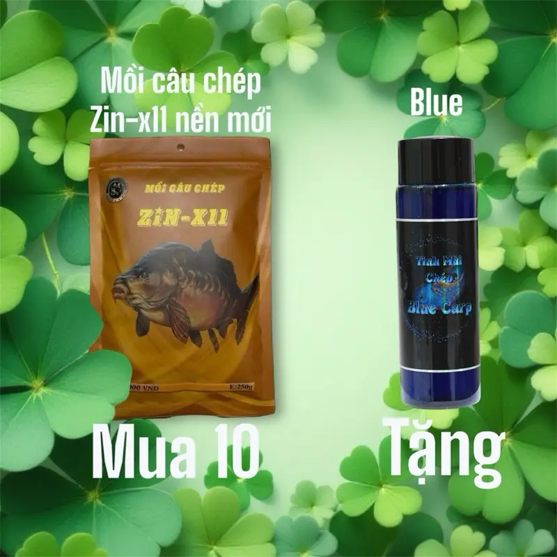 10 Gói Mồi Câu Chép ZIN X11 Bản Nân Cấp, Nền Mới. Tặng 1 Chai Blue 110ml
