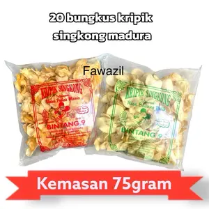 20 Bungkus 75gram Keripik Singkong Asli Madura  Kripik Pedas dan bawang Cemilan Manis asin gurih
