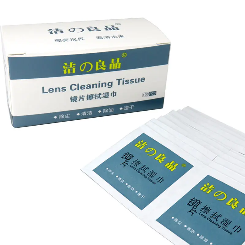 Lens Cleaning Tissue 100 pcs Disposable mirror paper portable Quick Dry Wet Wipes For Lenses Phones microscope Cameras