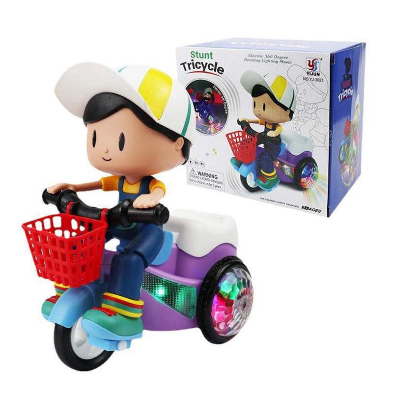 Product Introduction of Electric Stunt Tricycle Toy Auto 360° Wheel Up Rotating Car Toy With Music And Light Children's E9T4 25