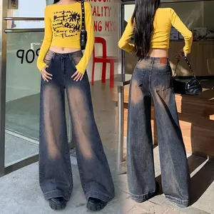 Celana Jeans Panjang Wanita Baggy Kulot 0OTD - Cewek, Boyfriend unit high waist biru retro