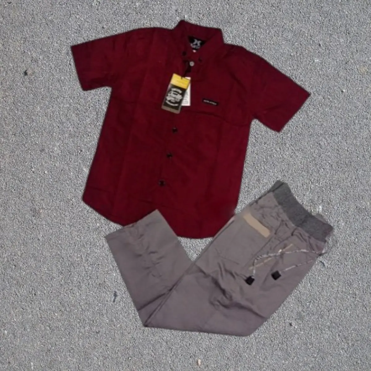 Baju Setelan Kemeja pendek Dan Celana panjang Anak laki laki usia 1-13 tahun Katun import