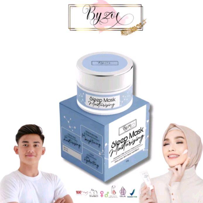 Cream byzoe moisturizing sleep mask brightening.. biru muda 1produk 0