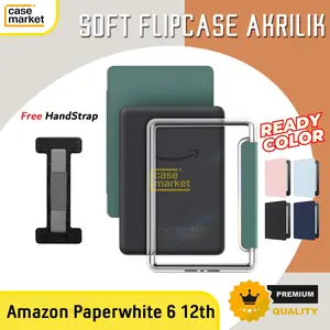 PELINDUNG / COVER for Case Amazon Kindle Paperwhite 6 Gen 12th 7 inch Clear Casing Flipcase Bening Full  Protection Akrilik Transparan Sarung Bonus Hand Strap