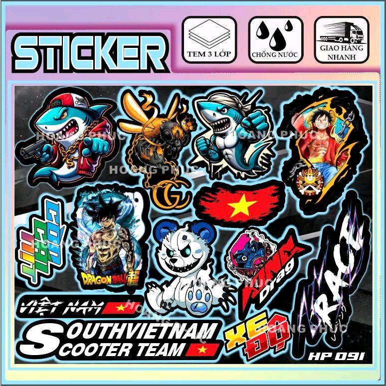 nhãn dán sticker dán nhiều vị trí xe điện, bàn học, nón bảo hiểm ...