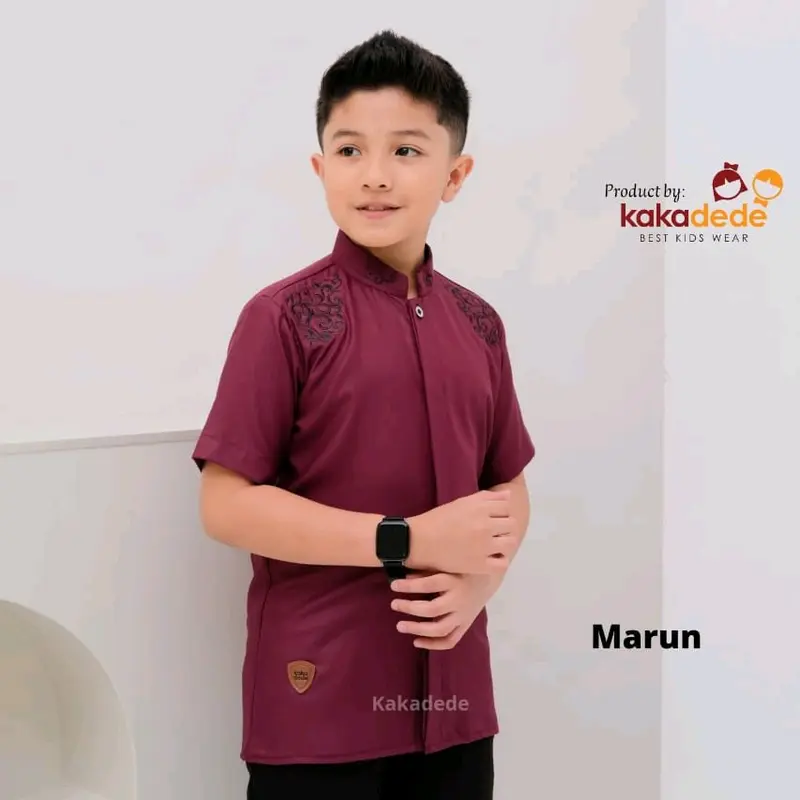 koko anak - koko narendra - koko kakadede - koko burgundy - baju muslim anak laki-laki - koko bordir Setelan 1
