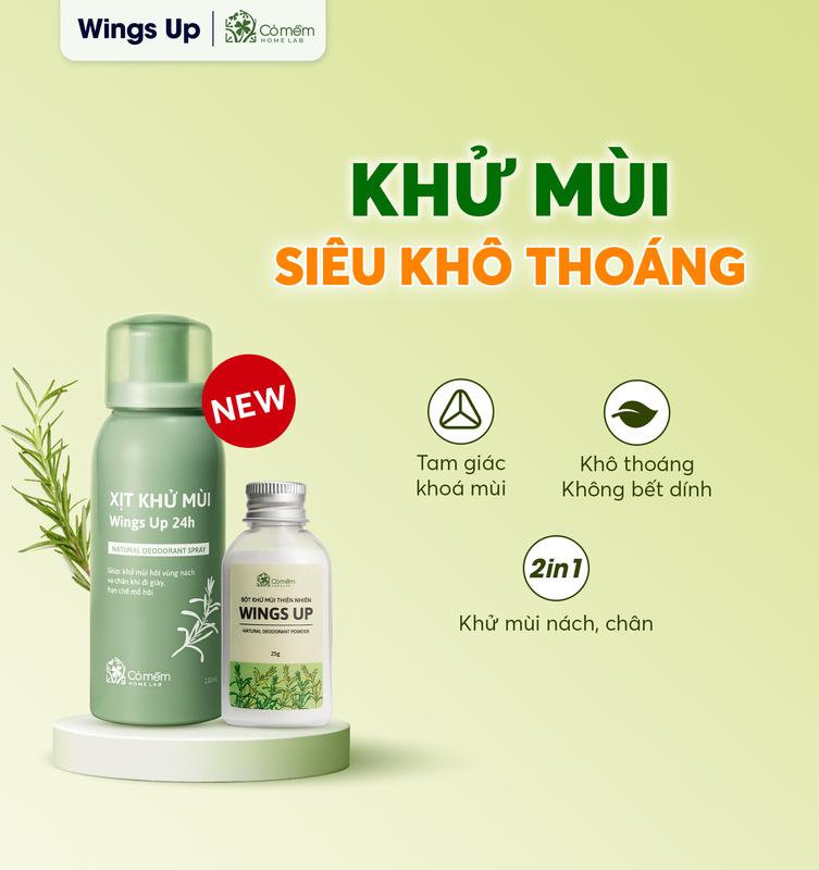  Khử Mùi Wings Up Giảm Hôi Nách Hôi Chân Mùi Cơ Thể Khô Thoáng Giảm Mồ Hôi Dùng được cho mẹ bầu mẹ sau sinh Cỏ Mềm 