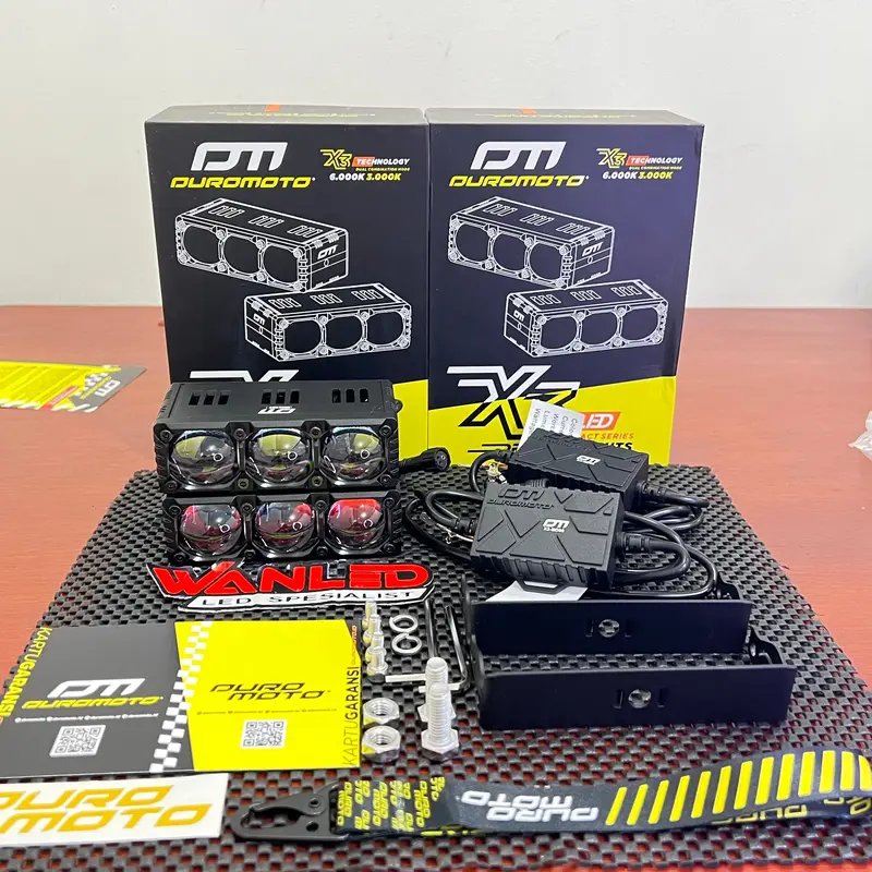 DUROMOTO X3 Sepasang 2 Lampu X 3 Lampu Mini Laser Projie LED 3 Mata Foglamp Motor Touring ADV 75 WATT 0