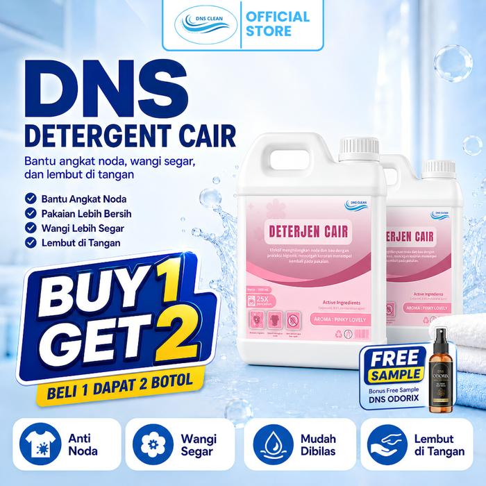 Gambar DNS Buy 1 Get 2 Detergen Cair | Beli 1 Dapat 2 | Sabun Cuci Baju Cair Aroma Segar untuk Cuci Tangan & Mesin Cuci - Free DNS Odorix Deodorant 100ML - Floral Blis - Isi  2, Odorix 100ml dari DNS CLEAN OFFICIAL Kab. Bogor Tokopedia