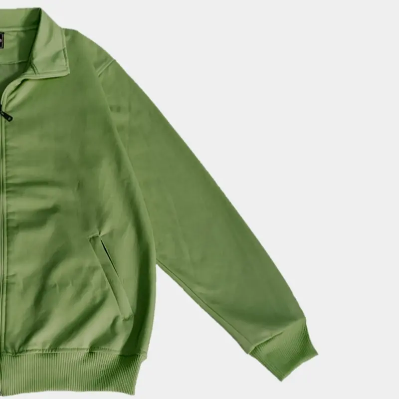 Jaket Tracktop Polos / Tracktop Jaket Polos Hijau Army Casual Pria/Wanita 3
