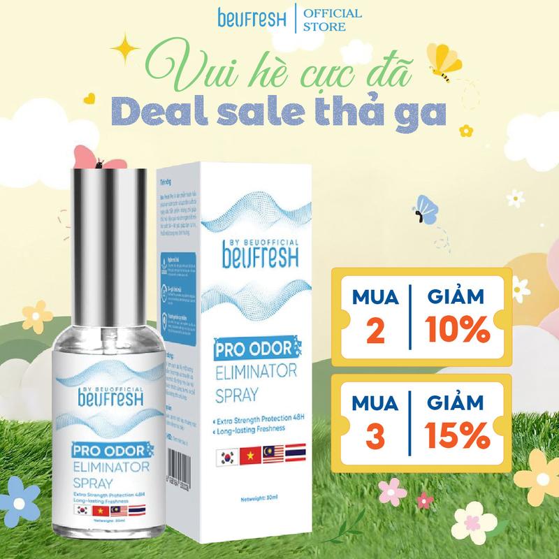 BEUFRESH PRO Xịt Khử Mùi Toàn Thân, Cảm Giác Dễ Chịu, Hỗ Trợ Giảm Thiểu Mồ Hôi - XN601 cho nam không ố vàng
