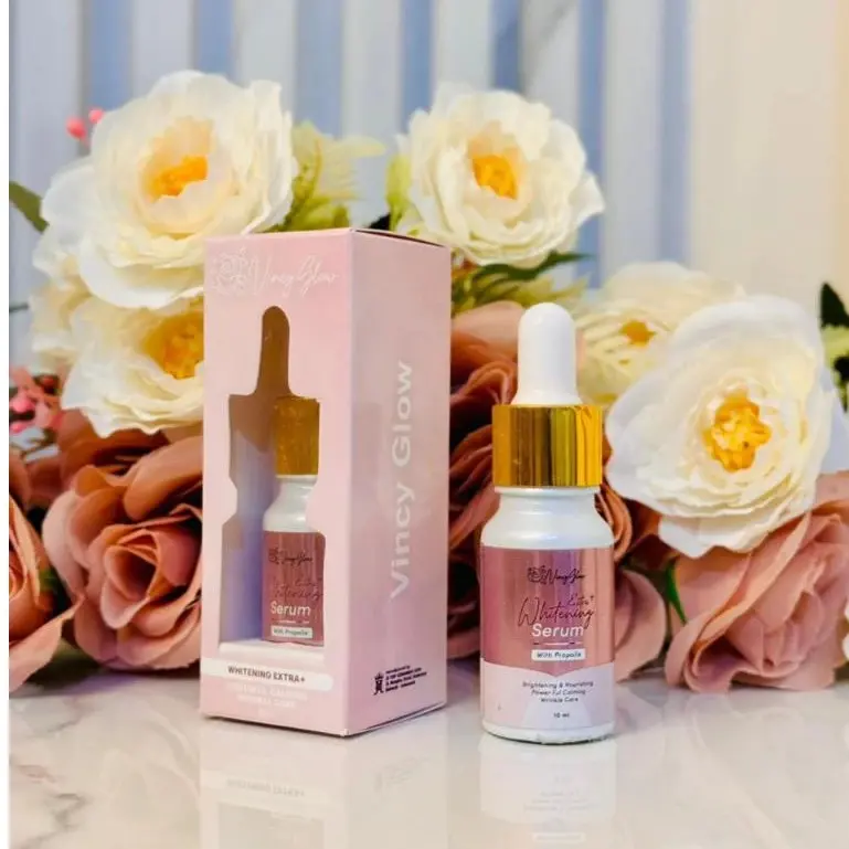 Vincy Glow Serum Whitening Propolis 10ml - Membentu Mencerahkan - Memudarkan Flek - Bekas Jerawat - Noda Hitam - Menyamarkan Kerutan - Skincare Viral Ori