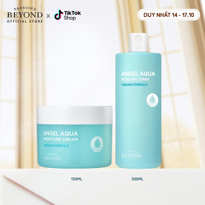 [Beyond Official] Combo Kem dưỡng ẩm Tinh Linh Angel Aqua Moisture Cream 150ml + Nước hoa hồng dưỡng ẩm Beyond Angel Aqua Moisture Toner 500ml Skincare Serum