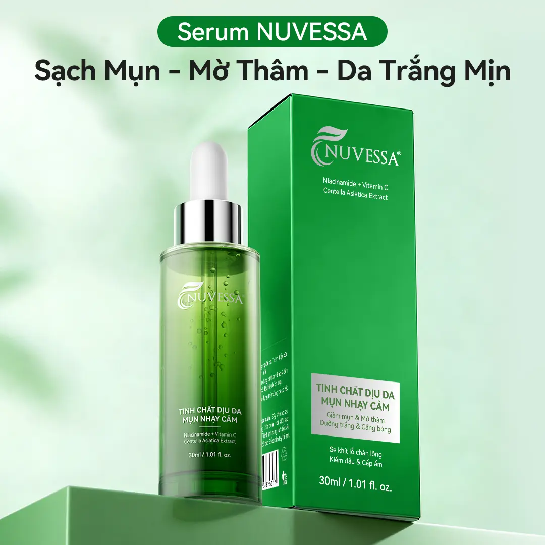 Serum B3 & Rau Má 30ml - Giảm Mụn Ẩn, Mụn Đầu Đen, Mờ Thâm & Se Khít Lỗ Chân Lông (Chính Hãng)