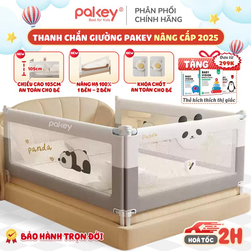 [Chính Hãng] Thanh Chắn Giường Cải Tiến Pakey S1 Vải Oxford, Chiều Cao 105cm Khung Dày Dặn Chắc Chắn, An Toàn Cho Bé
