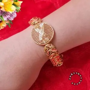 [Beli1 Bonus 1 Random] Gelang Wanita Mewah Lebar Premium – Lapis Emas 22k Anti Luntur & Awet Dipakai Sehari-hari