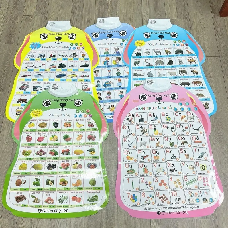 Bảng chữ cái điện tử treo tường thông minh nhiều chủ đề động vật,trái cây,phương tiện cho bé học tập và phat trien 8