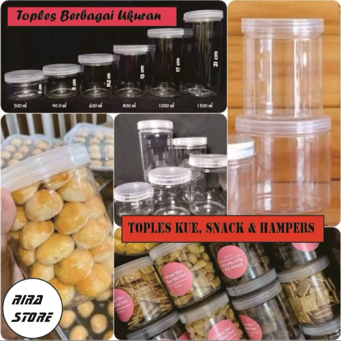 toples plastik tabung jar fox 400ml, 600ml, 800ml, 1000ml, 1300ml Plastik Putih