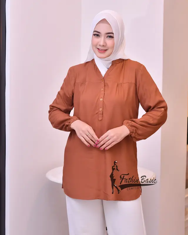 blouse polos hitam Atasan wanita Rayon Busui Friendly Baju oversize 2